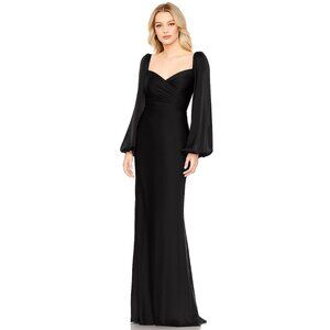 NWT Mac Duggal Bishop Sleeve Sweetheart Dress Black 2 #A0091
